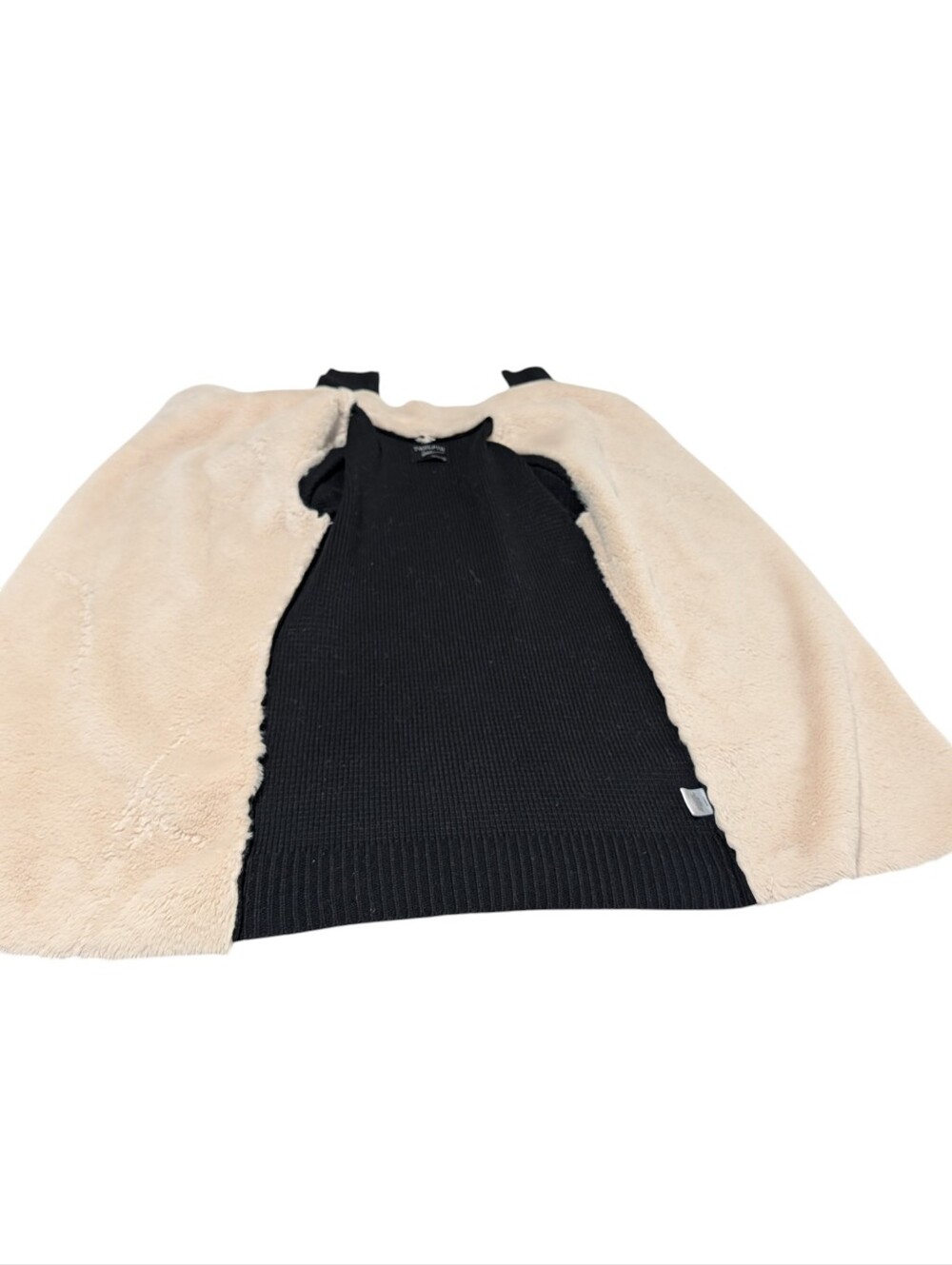 Twelfth Love Womens Black Knit Faux Suede /Fur Open Front Cardigan Collar Size M - Picture 7 of 9
